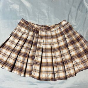 Multicolor Plaid Pleated Skirt